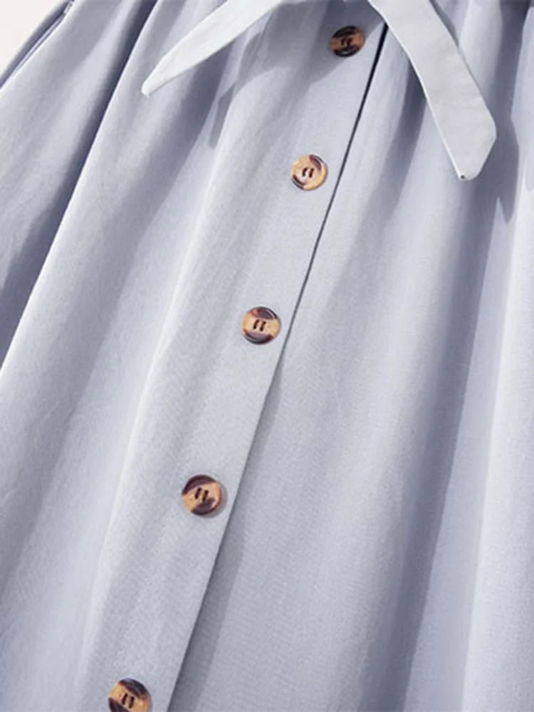 Women Elegant High Waist Midi Skirt Spring And Summer Casual Single-Breasted Solid Black White Bowknot Belt Office A-Line Skirt