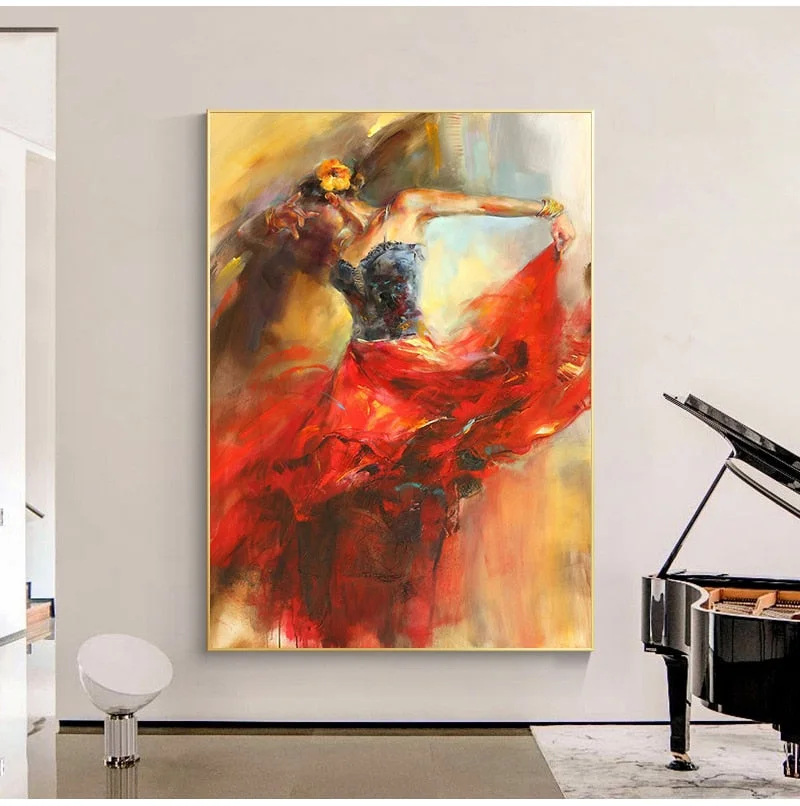 Spanish Flamenco Beauty Dancer Art Oil Canvas Painting Vintage Figure Posters And Prints Wall Art Picture Modern Hme Decoration