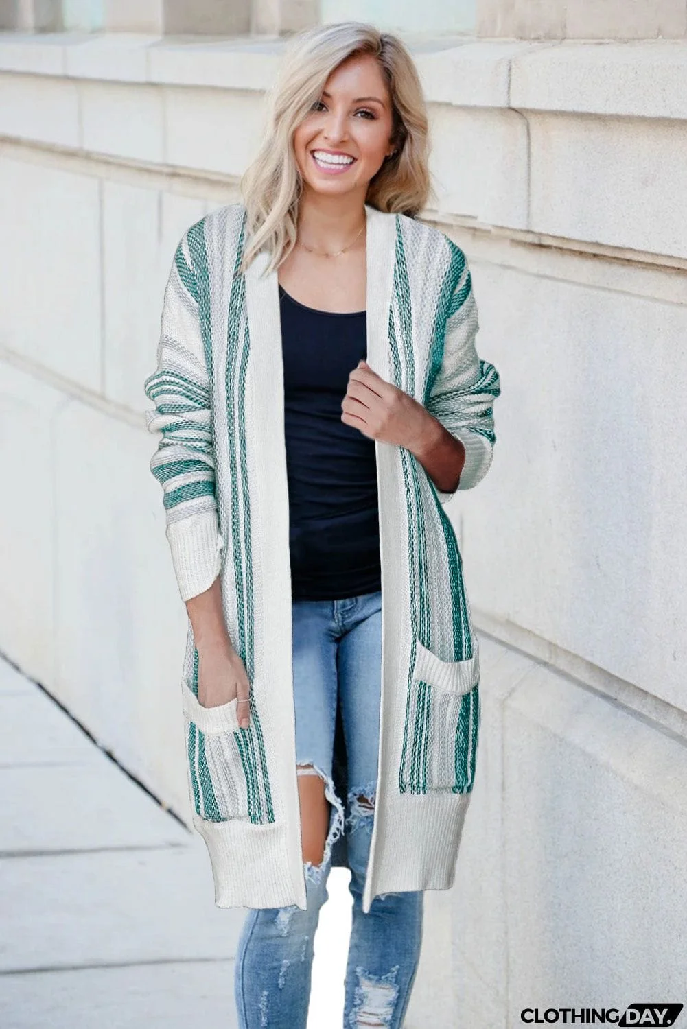 Pocketed Cotton Blend Cardigan