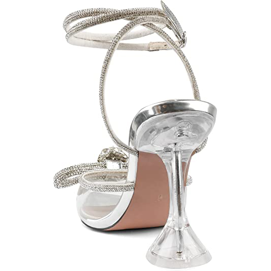 95mm Women's Stiletto Heel Ankle Strap Pumps Pointed Toe Diamond High Heels Sandals Summer Banquet Wedding Shoes-MERUMOTE