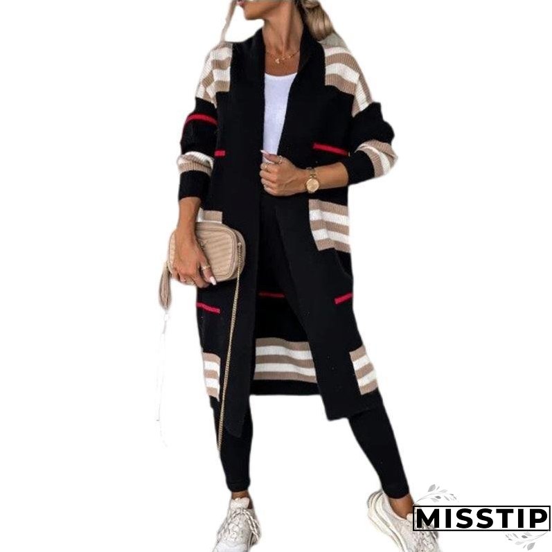 Women's Long Striped Oversized Loose Sleeve Knitwear