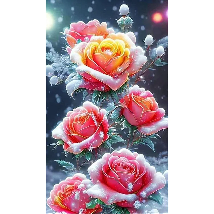Full Square Diamond Painting - Snow Rose 40*70CM