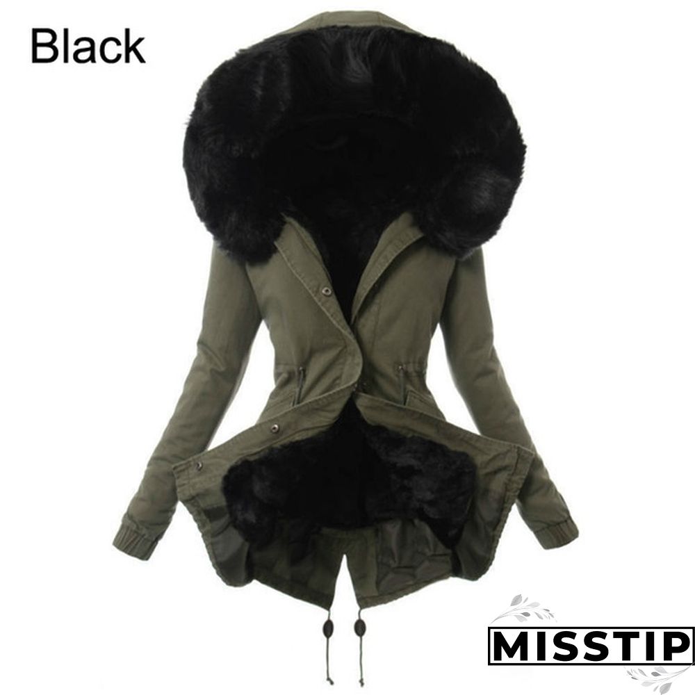 Women's Fashion Faux Fur Hooded Long Coat Winter Warm Fleece Thicken Parka Jacket Outwear Plus Size