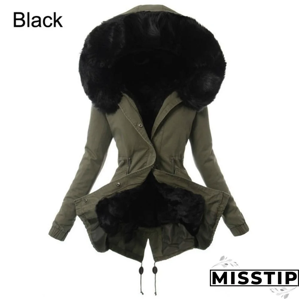 Women's Fashion Faux Fur Hooded Long Coat Winter Warm Fleece Thicken Parka Jacket Outwear Plus Size