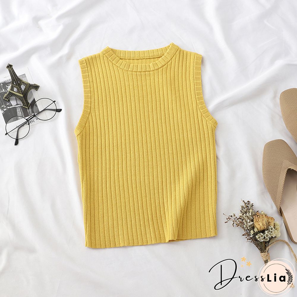 Heliar Plain Pink Knitted Tops Women Tank Tops Strapless Solid Vest For Women Vest Tops Summer Tank Tops