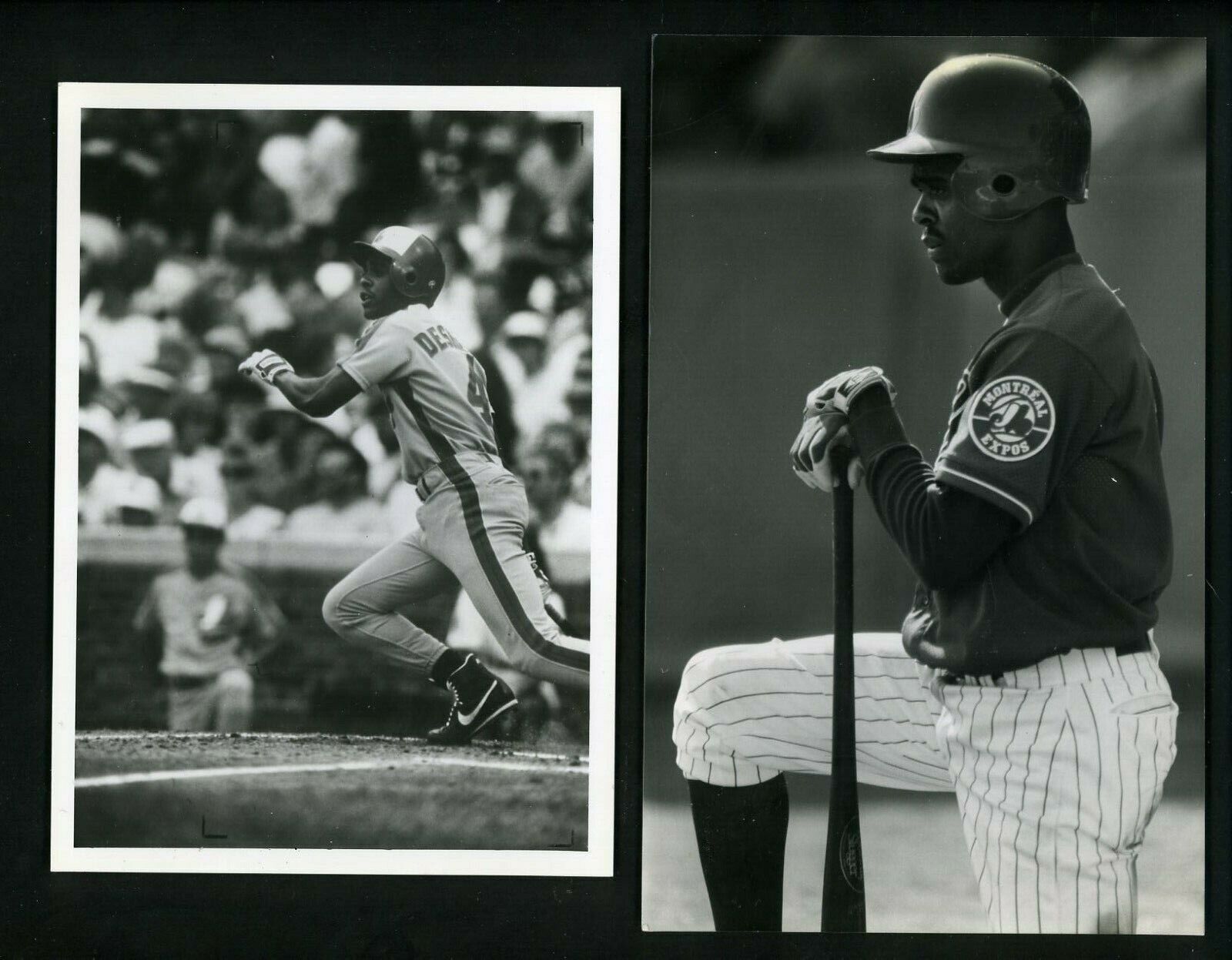 Delino DeShields LOT of TWO circa 1990's Press Original Photo Poster paintings Montreal Expos