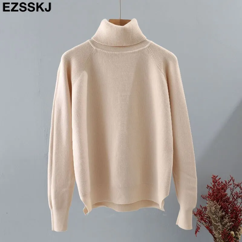 Pure color basic sweater thick Sweater Women Pullover Casual Turtleneck Long Sleeve Knit Sweater Female Jumpers