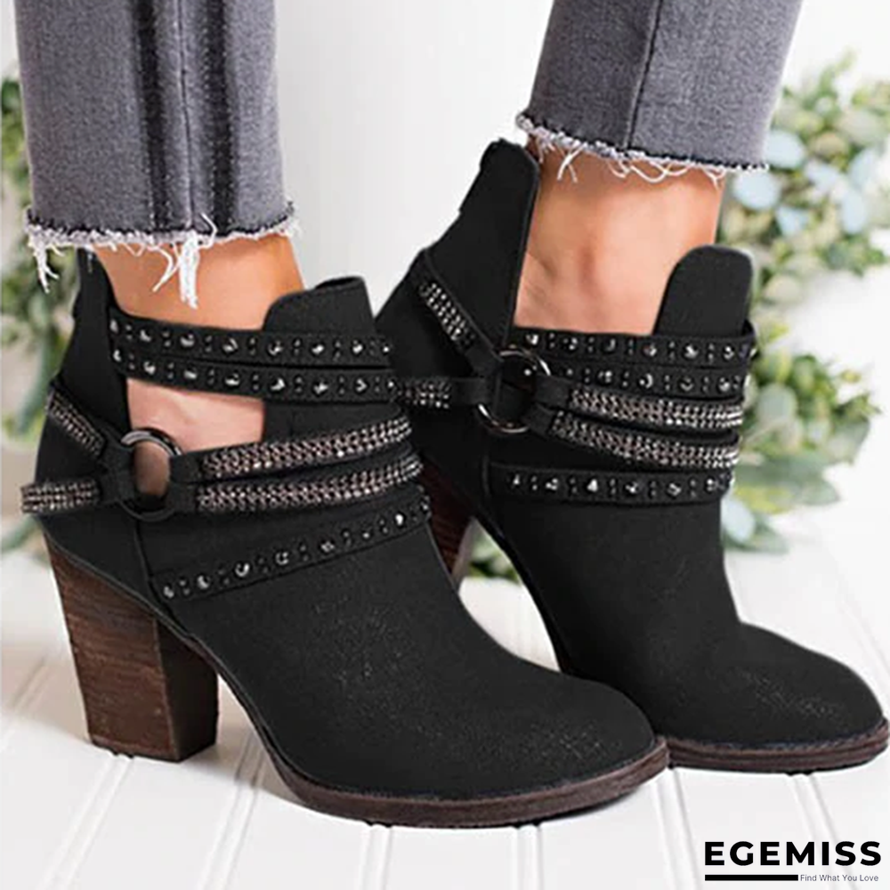 Elegant Point Toe Rhinestone Ankle Boots | EGEMISS