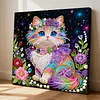 (25x25cm)DIY Pearl Painting Cat Framed Handmade Pearl Material Art Kit Living Room Decor