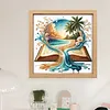 Ocean Book Glass Bead Partial 11CT DIY Stamped Cross Stitch Kits for Beginners Adults Home Decor Cross Stitch Art and Crafts Kits 14.04x14.04in tapestrymarket