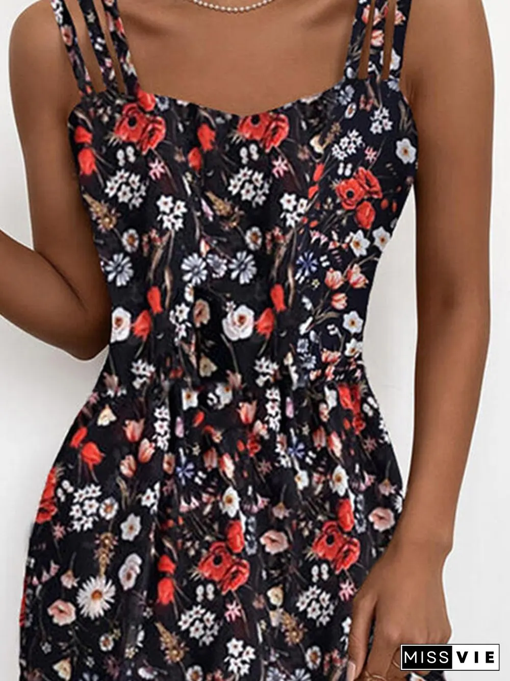Bohemian Floral Print Vintage Mini Dress Sexy Sling Off Shoulder Sleeveless Club Women New