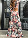Backless Split-Side Long Sleeves Maxi Dresses