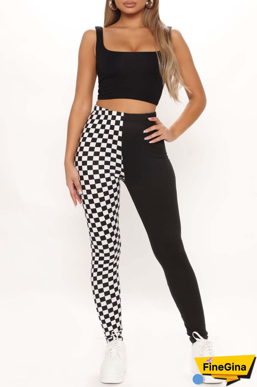 Black Casual Plaid Print Patchwork Regular High Waist Pencil Patchwork Trousers