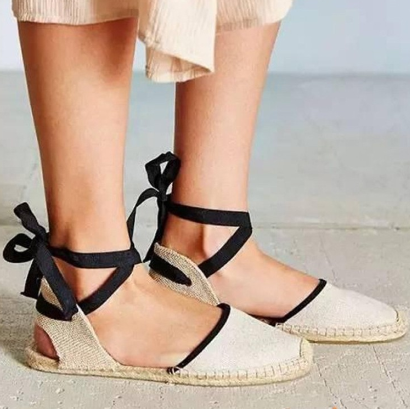 Qengg Soludos Espadrilles Shoes 2019 Summer Women's Strappy Off-duty Days Outsole Women Flats Gladiator Gingham Ankle Strap