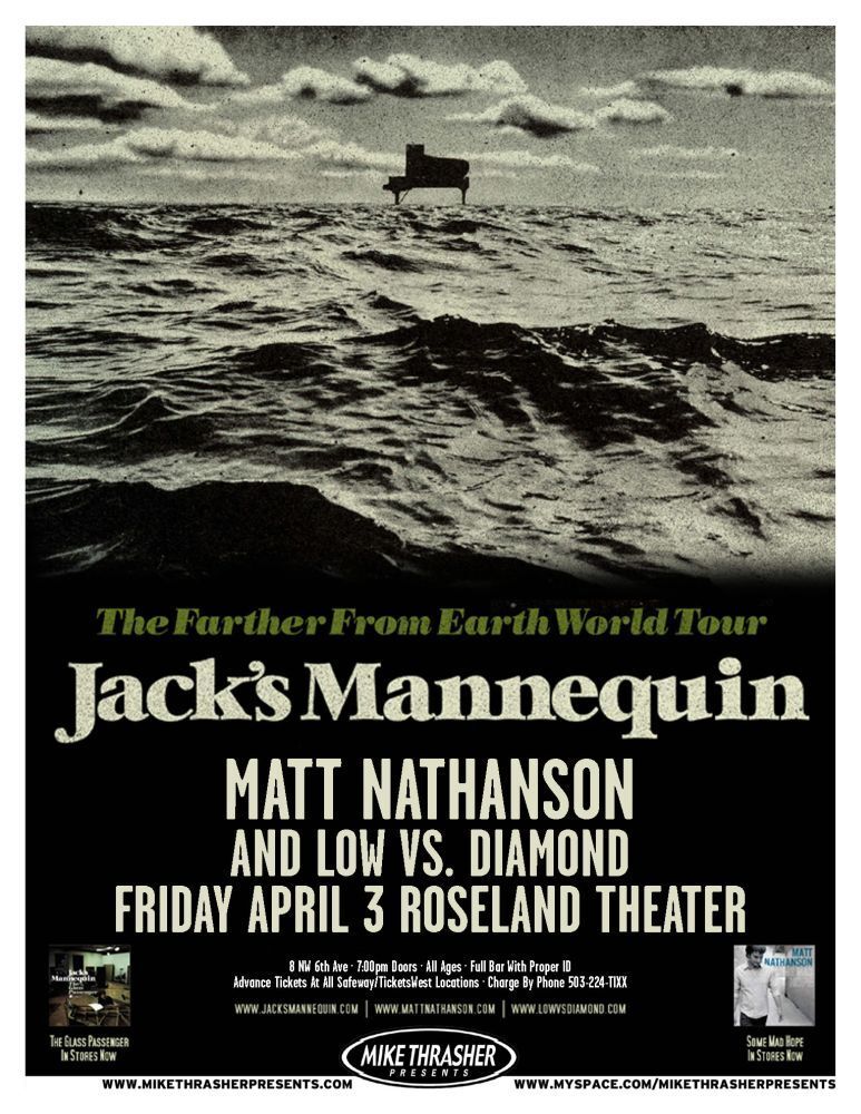 JACK’S MANNEQUIN 2009 Gig POSTER Portland Oregon Concert