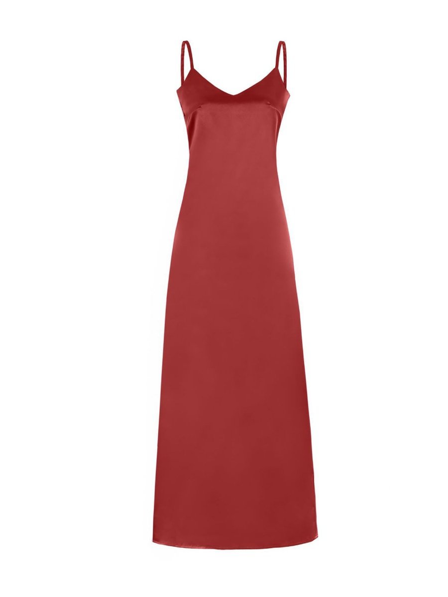 Spaghetti Strap Dress For Women V-neck Side Split Halter Maxi Dresses