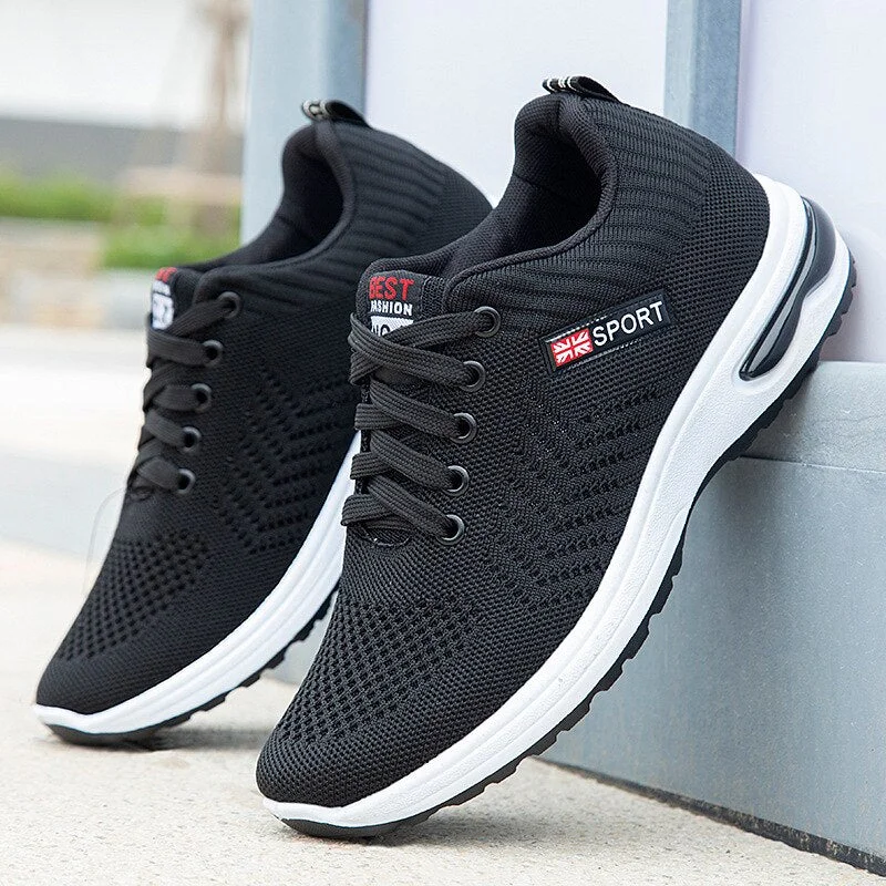 Men Shoes Summer Brand Fashion Men Casual Shoes Lightweight Breathable Men Sneakers Lace Up Gray White Black Red Tenis Man Shoes