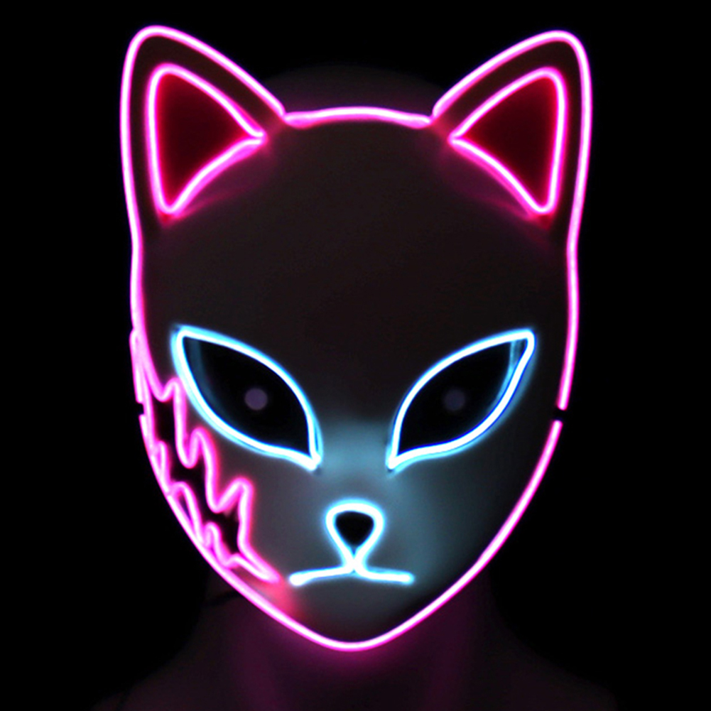 

LED Luminous Mask Japanese Style Anime Fox Shaped Cosplay Costume Masques, Pink, 501 Original