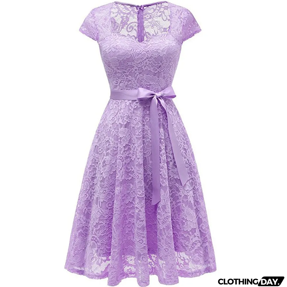 Lace Dress Women Dresses Short Sleeve Casual Evening Party A Line Plus Size Dress