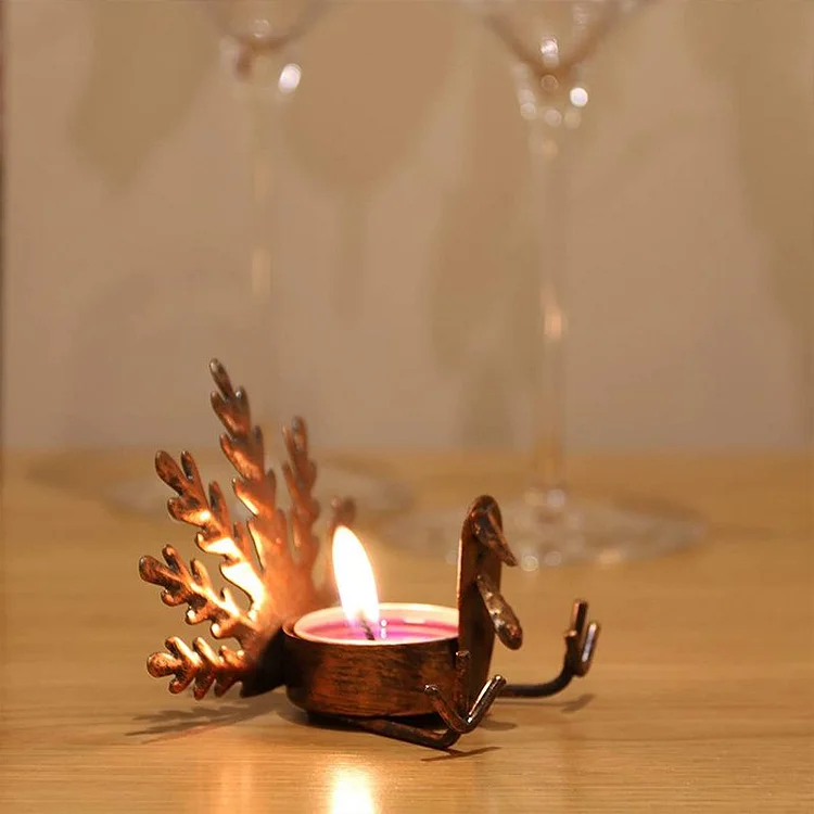 6-Piece Metal Turkey Tea Light Candle Holder Set Thanksgiving Decoration - Appledas