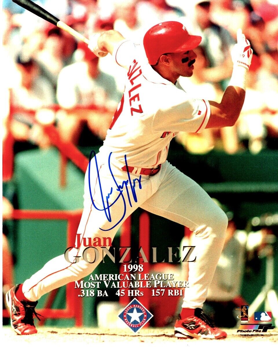 Juan Gonzalez Signed - Autographed Texas Rangers 8x10 inch Photo Poster painting + RDM COA