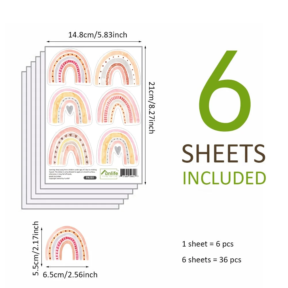 Rainbow Wallpaper On The Wall Stickers For Children's Room Ornaments Baby Room Stencils For Walls For Vinyls Decorative