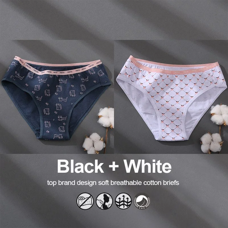 1/2PCS Cotton Underwear Women Panties Patchwork Design Female Lingerie Underpants Girls Pantys Sexy Briefs Intimates for Woman