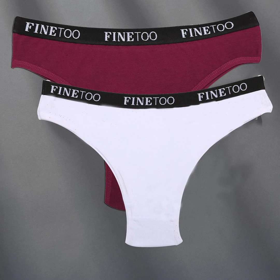 FINETOO 2PCS/Set Cotton Women Sexy Panties Letter Waisted Woman Underwear Fashion Underpant M-XL Female Girls Briefs Lingerie