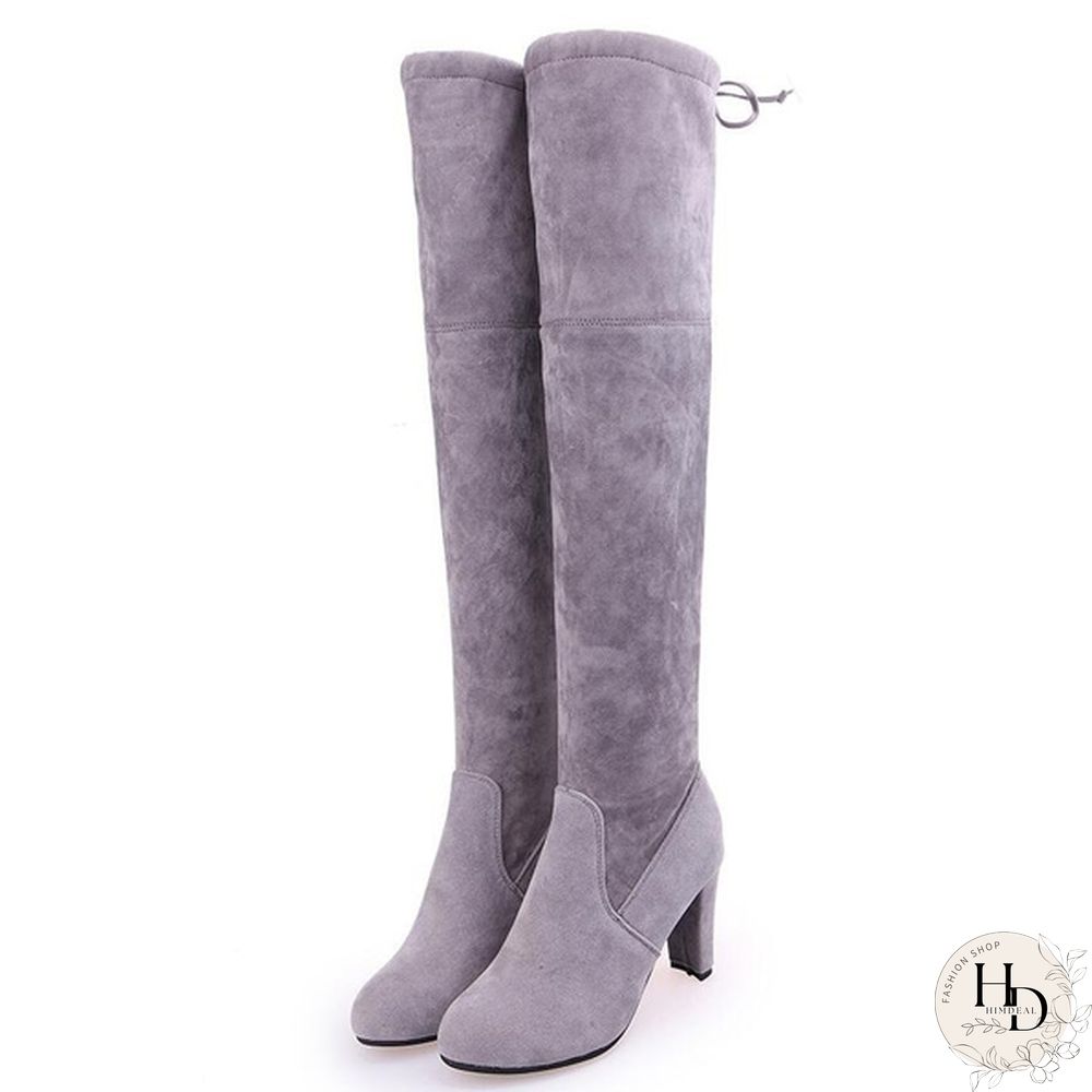 Womens Stretch Slim Thigh High Boots Fashion Over The Knee Heels Size 34-43 Red Black Grey