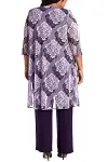 Plus Size Mother Of The Bride Mesh Print Formal Three Pieces Set Pant Suits