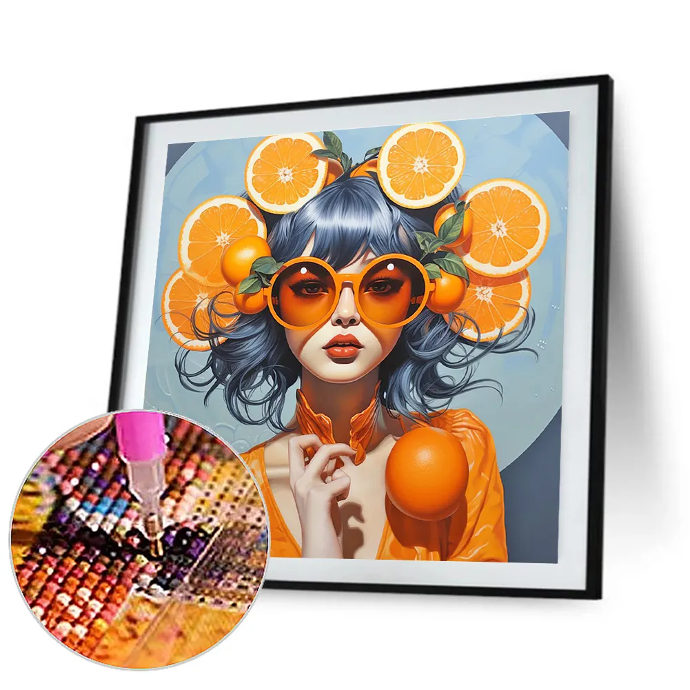 Full Round Diamond Painting 40*40cm - Orange Girl