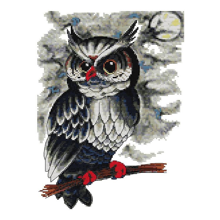 Joy Sunday - Owl Bird - 14CT 2 Strands Threads Printed Cross Stitch Kit - 34x27cm(Canvas)