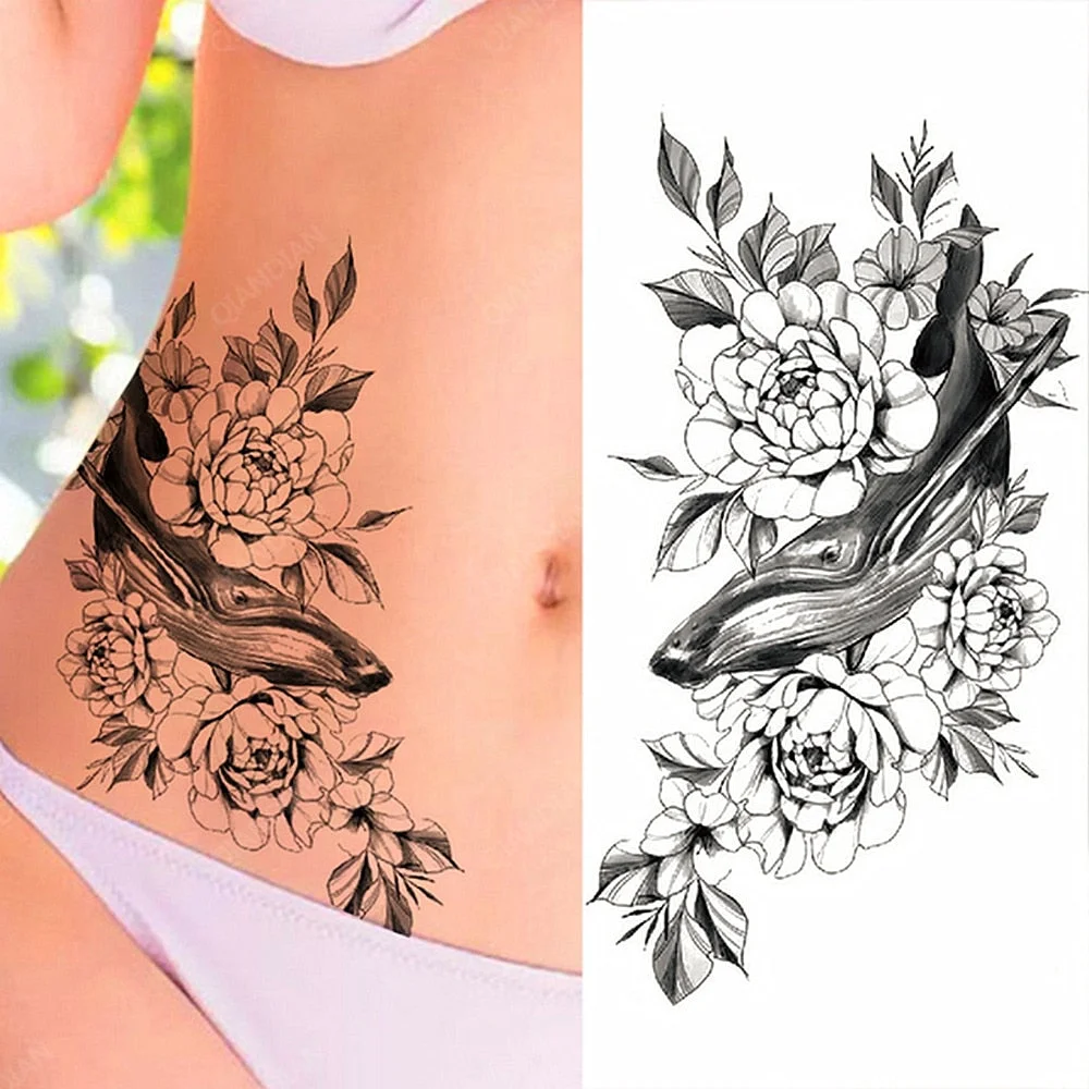 Arm Temporary Tattoo Tiger Flower Lion Rose Wing Wolf Mountain Dolphin Body Chest Leg Waterproof Sticker Tatoo Fashion Man Totem