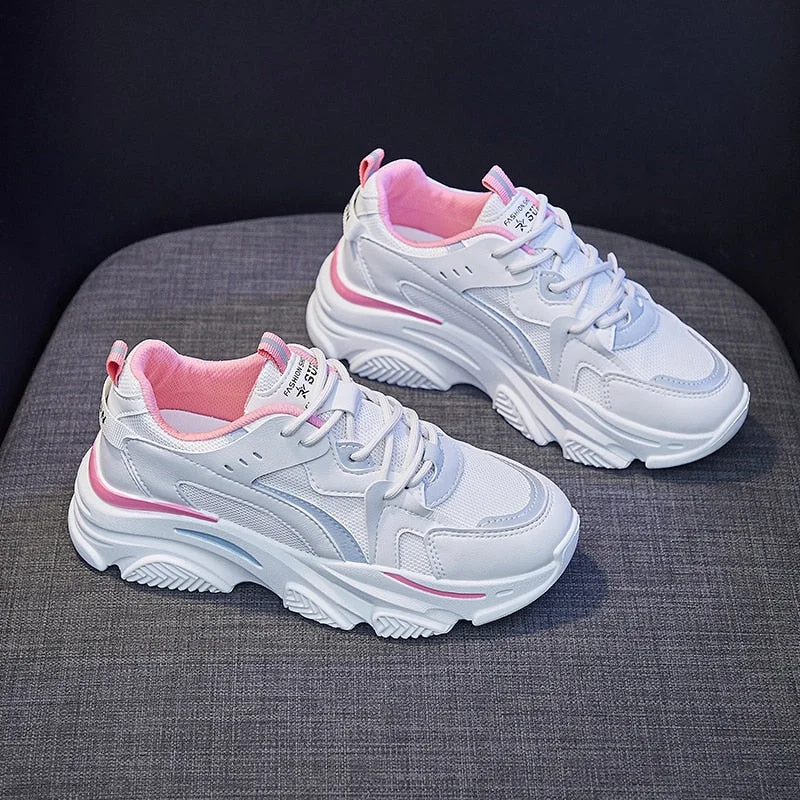 Fashion Women's Chunky Sneakers 2021 Platform Sports Shoes Summer White Sneakers Vulcanized Casual Shoes Tennis Female Basket