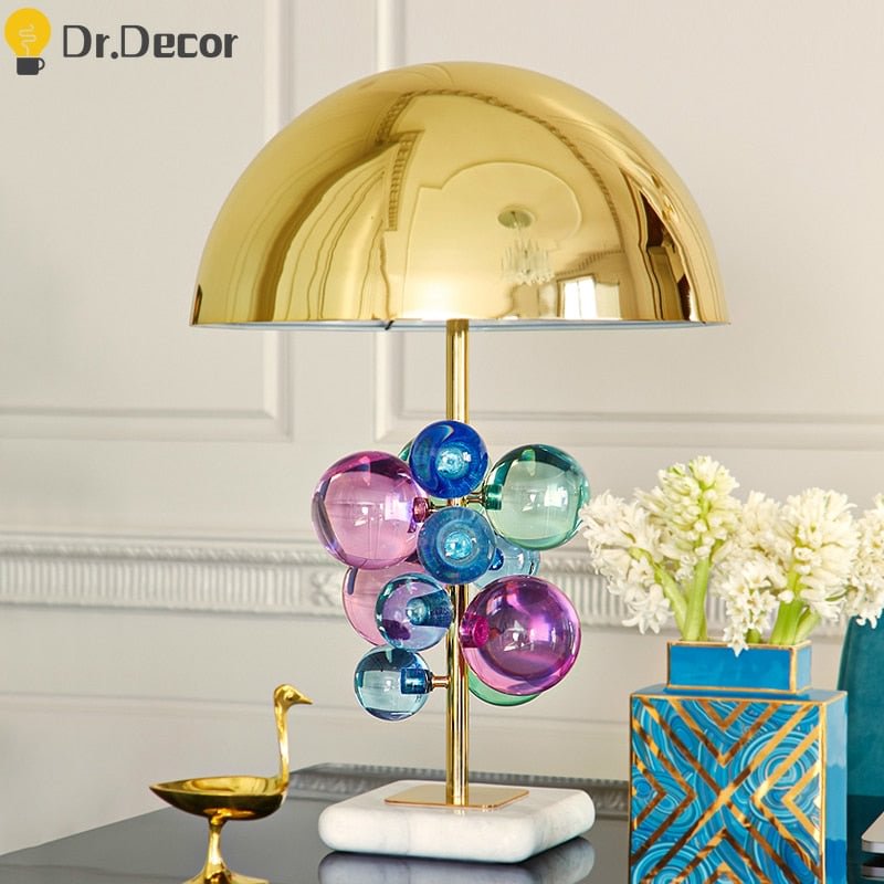 Modern Led Table Lamp Nordic Stained Glass Table Lights Bedroom Bedside LED Desk Lamps for Living Room Home Decor Light Fixtures
