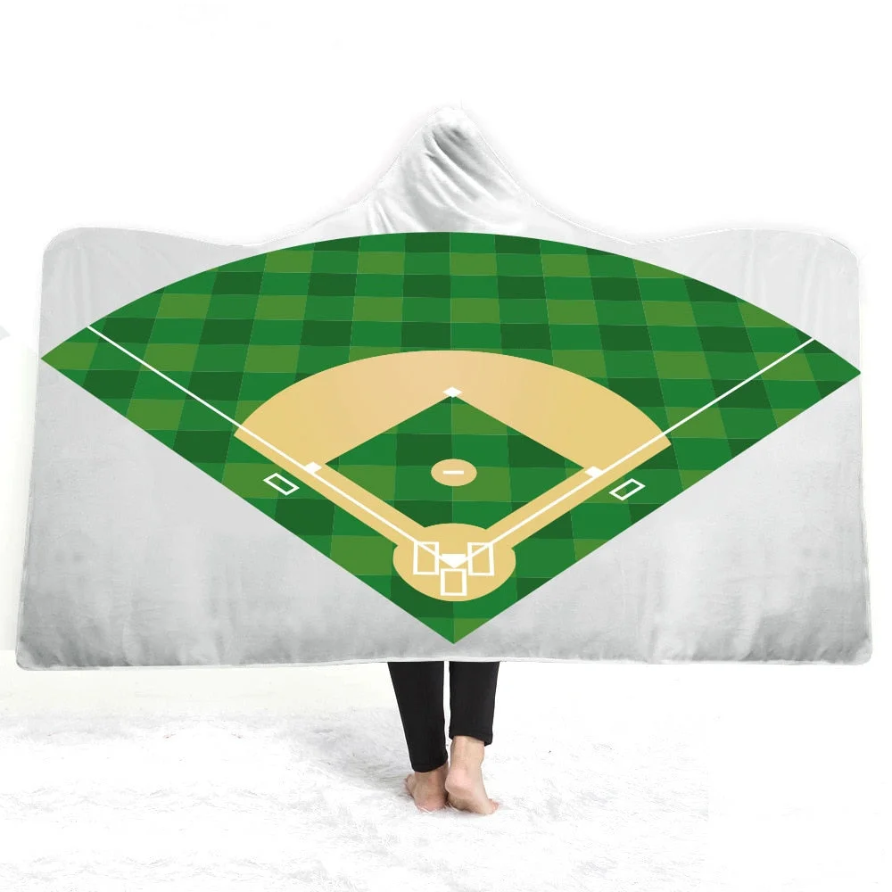 Hooded Blanket 3D Printed Baseball For Home Sofa Sherpa Fleece Hoodie Blanket Microfiber Throw Blanket For Adults Drop Shipping