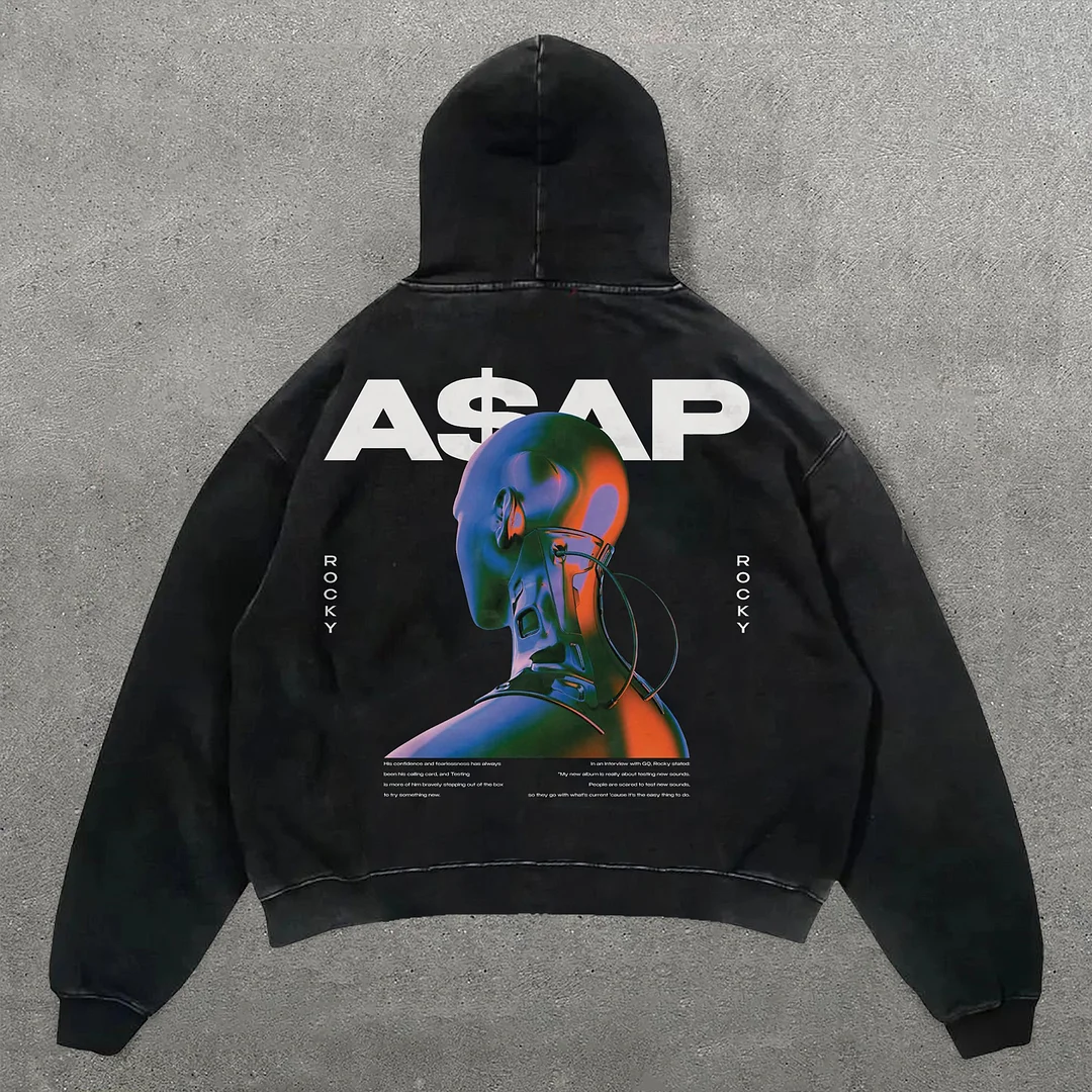 A$AP Machine Print Long Sleeve Hoodies