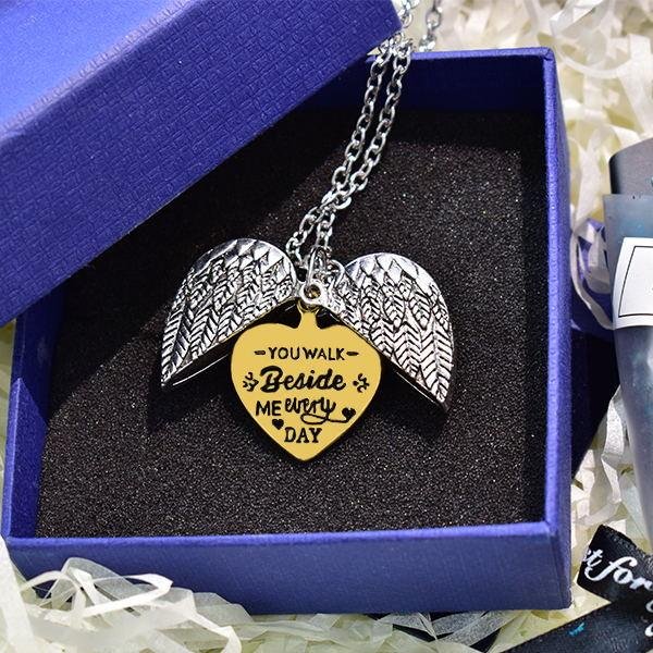 You Walk Beside Me Everyday Wing Necklace