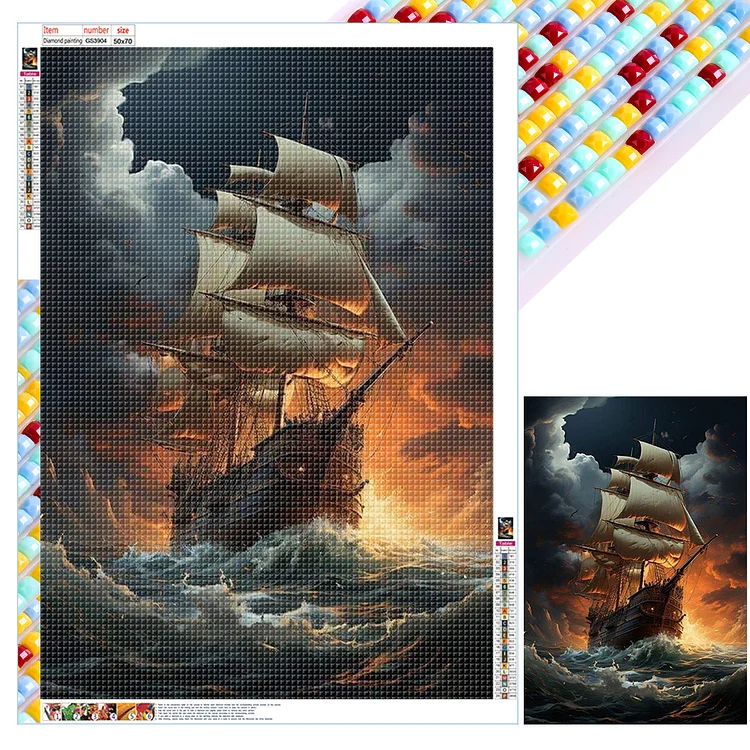 Sea Sailing Boat 50*70CM (Canvas) Full Square Drill Diamond Painting gbfke