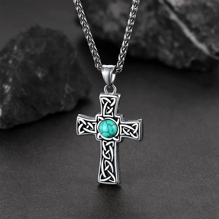 Turquoise Celtic Cross Necklace