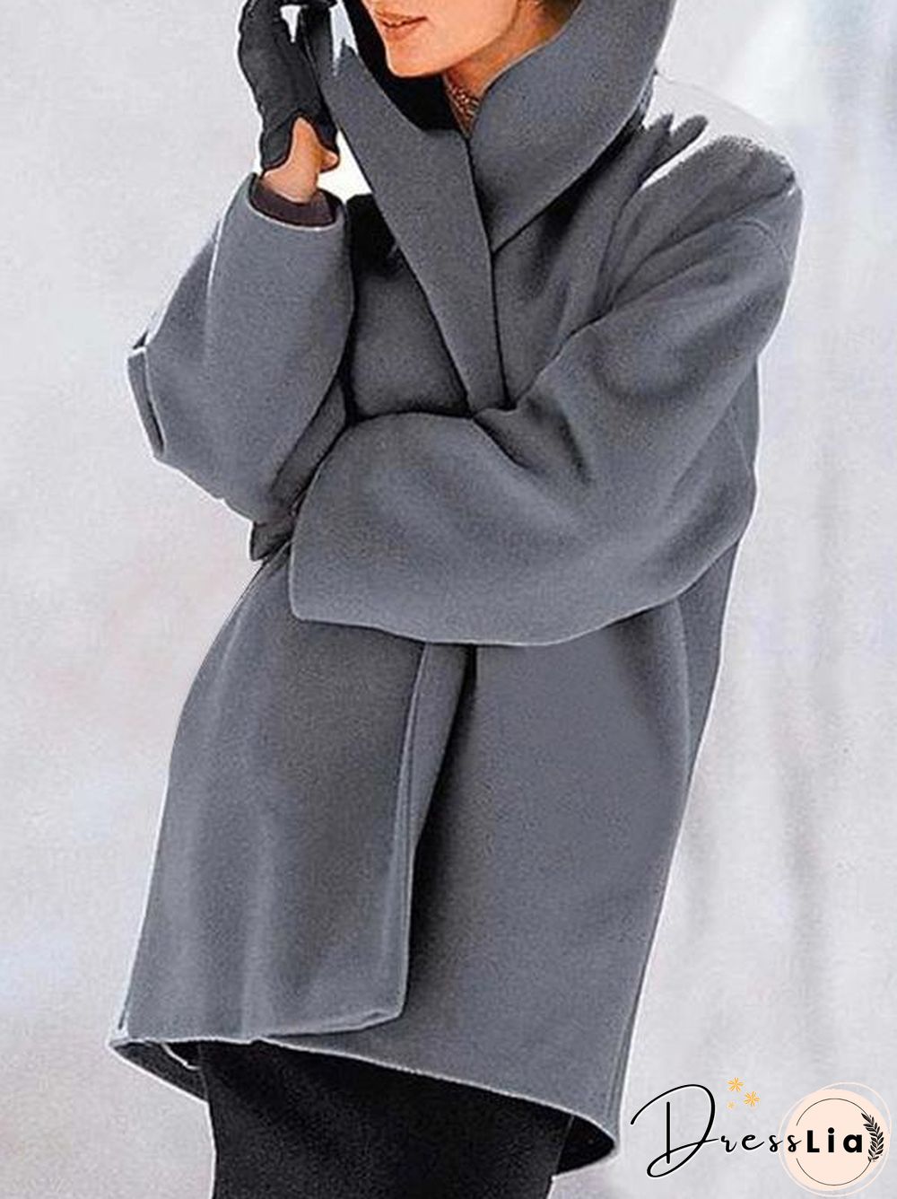 Women's Coats Loose Solid Button Hooded Woolen Coat