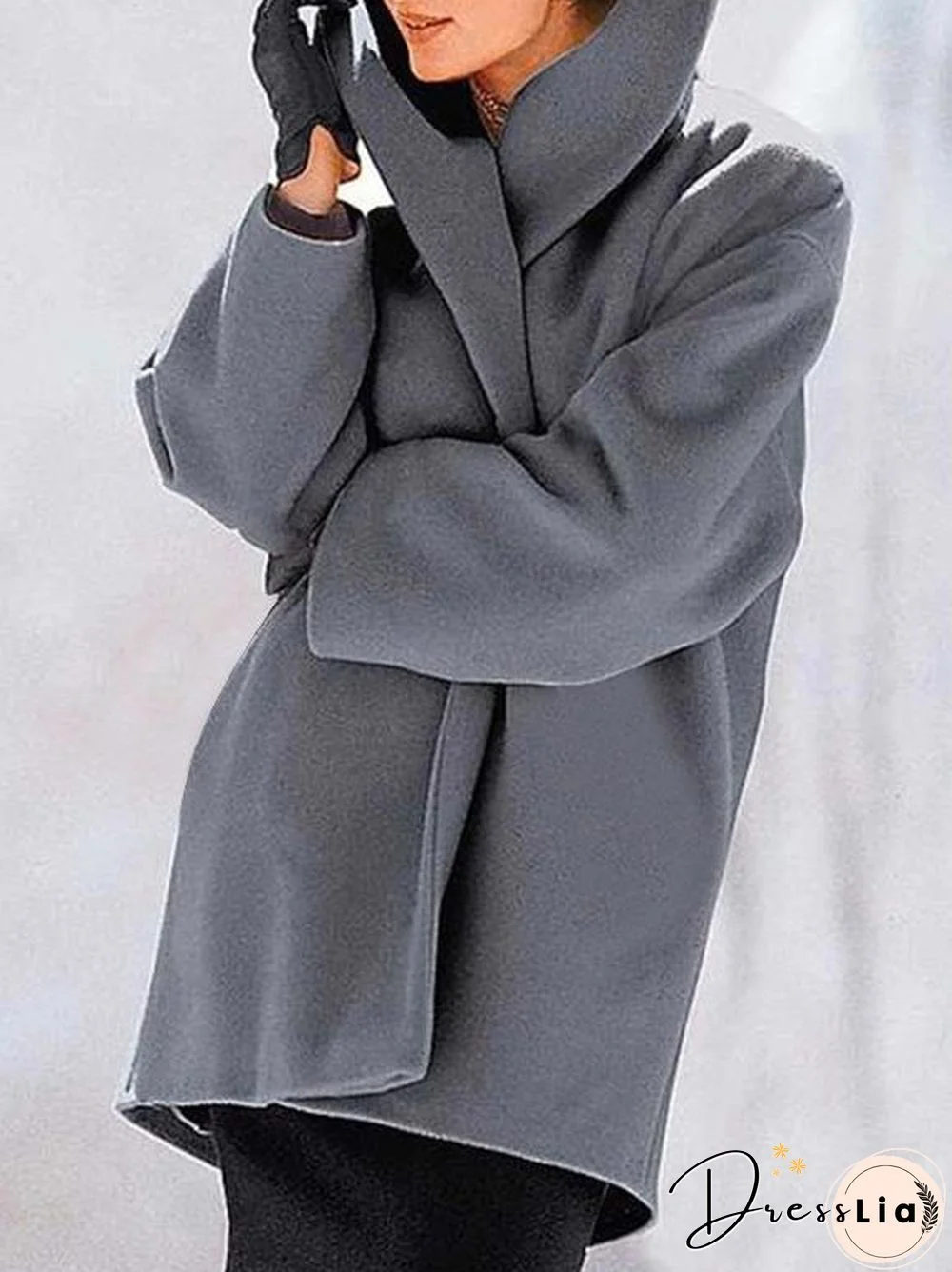 Women's Coats Loose Solid Button Hooded Woolen Coat