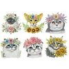 (US Local)6pcs Cat DIY Diamond Painting Fridge Magnets Craft Kit