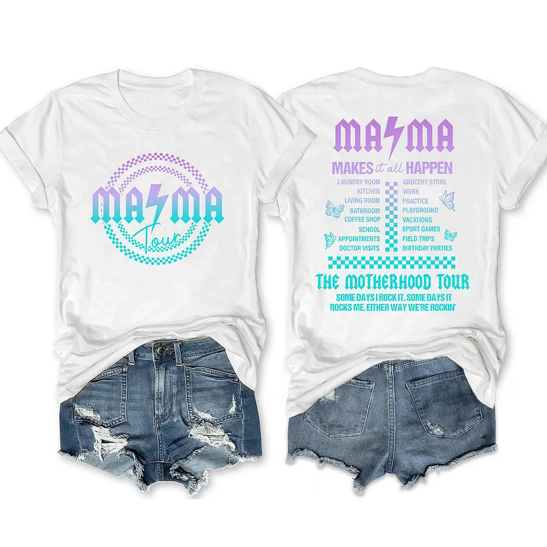 Mama Tour Printed Crew Neck Short Sleeved T-Shirt