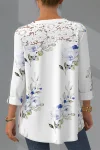 Plus Size Lace Patchwork V Neck Floral Print Blouse