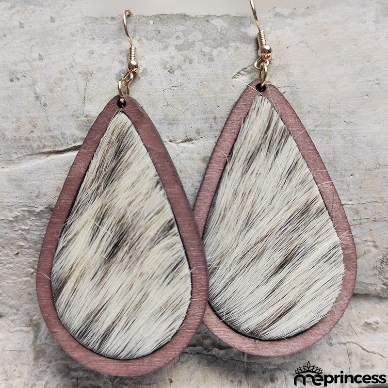 Teardrop Shape Wooden Dangle Earrings