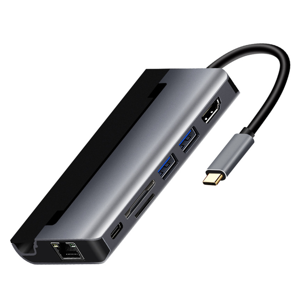 

7 in 1 Type-C HUB Converter HDMI RJ45 2 USB3.0 PD Charging TF Card Adapter, 501 Original