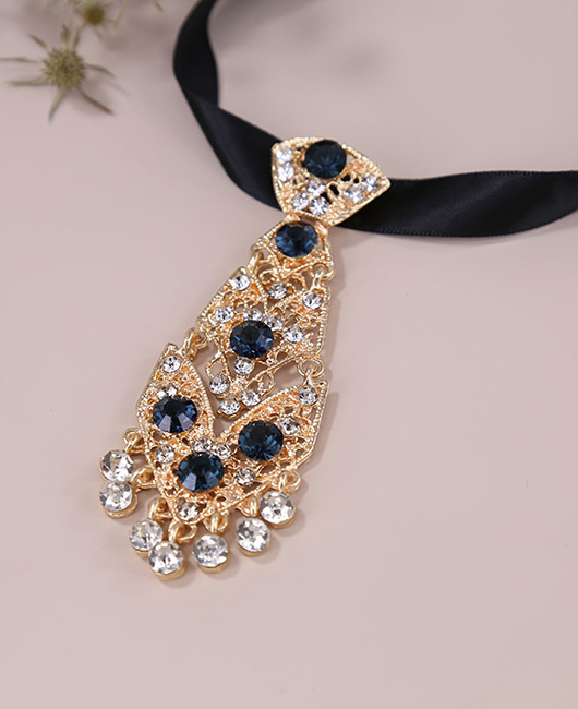 Wedding Metallic Rhinestone Switch Buckle Elastic Band Adjustable Ties