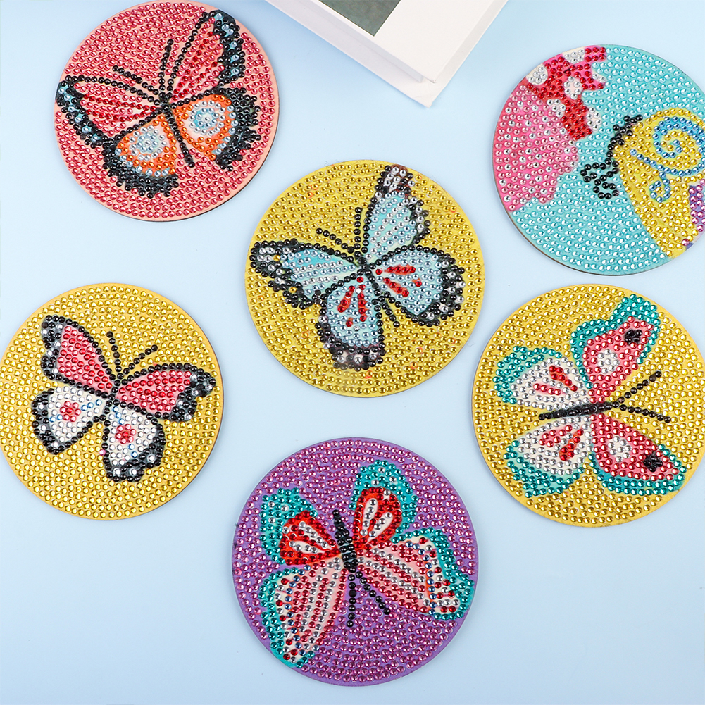 DIY Diamond Dot Art Coasters Mandara 6pcs (Butterfly)