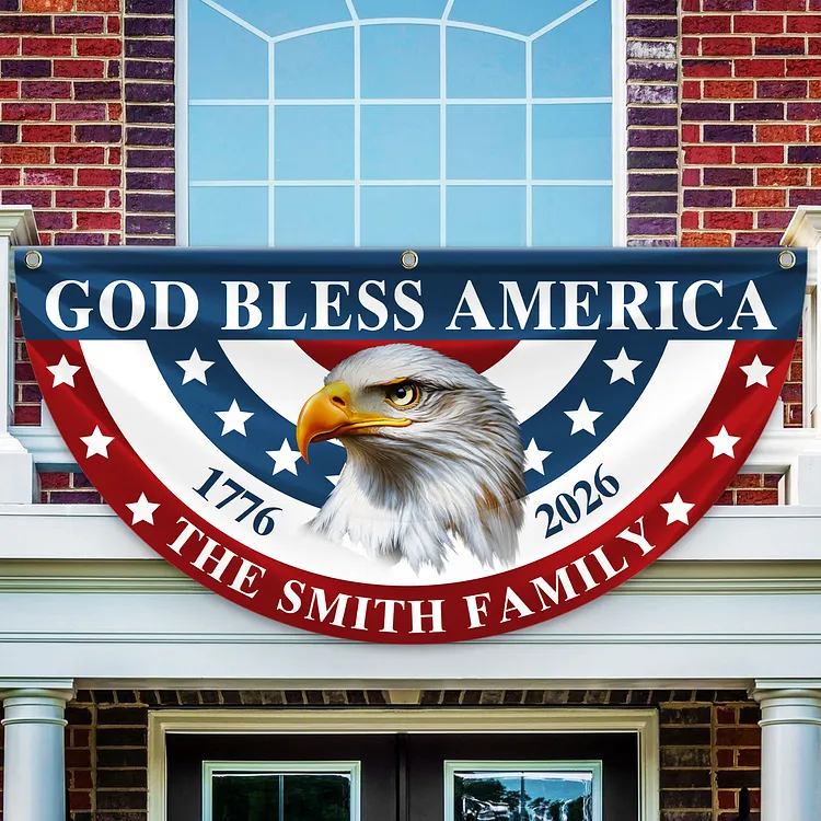 Personalized 250 Years of Freedom America Flag Custom Name Patriotic Eagle God Bless America Non-Pleated Fan Flag